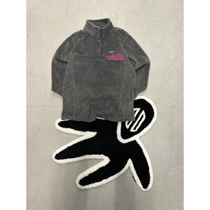 Patagonia Gray Fleece Pullover Jacket Women's Size Large Snap Neck Pocket‎